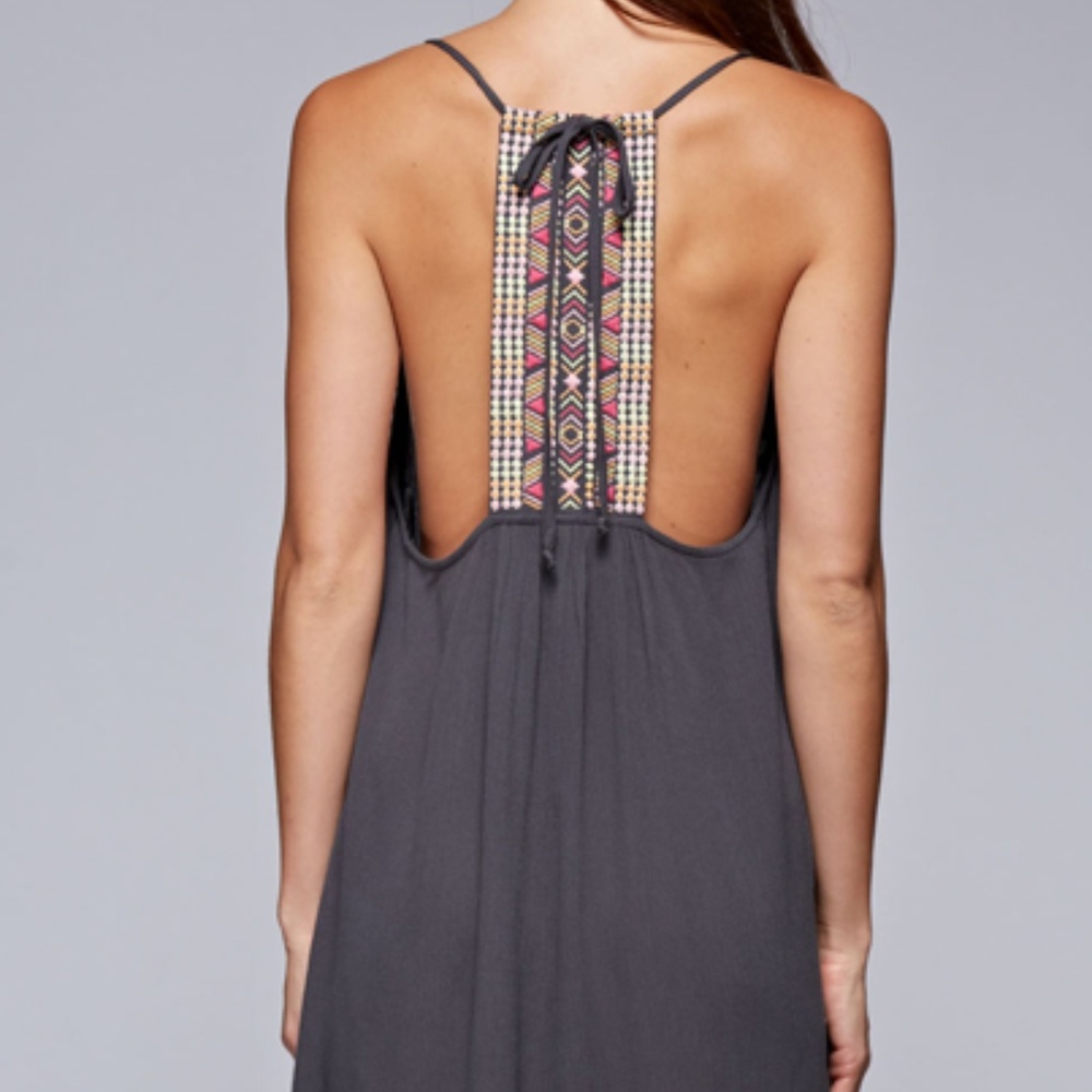 Embroidered Back Gauzy Dress